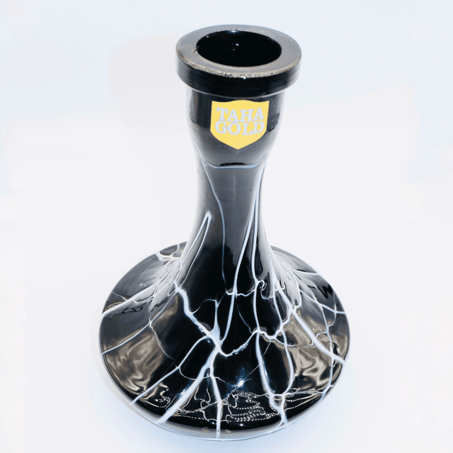 Taha Gold Crackle-Design Shisha Base – Black &amp; White
